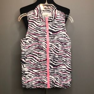 Self Esteem Girls Zebra Pink & Black Stripe Puffer Vest